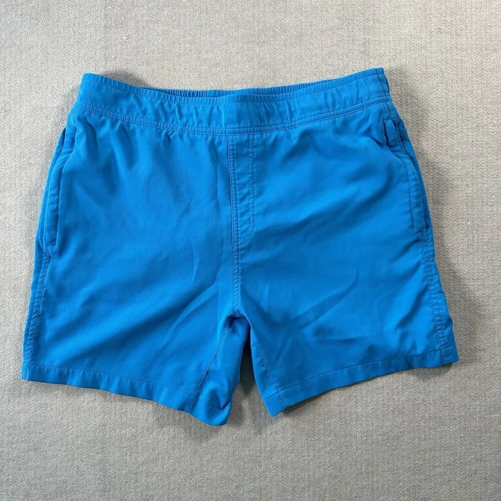 Mack Weldon Bathing Suit Men’s Swim Trunks Size L Blue Lined Zipper Pockets